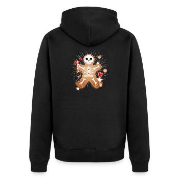 Gingerbread Man Sugar Skull Decor for Christmas - Unisex Premium Organic Zip Hoodie - black - Back - Nico (187cm)