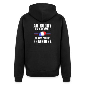 rugby, fan de rugby, rugby sport, rugby humour - Veste à capuche bio Premium Unisexe - noir - Dos - Nico (187cm)