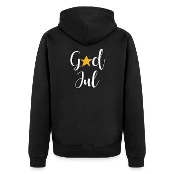 GodJul Stern Frohe Weihnachten skandinavisch Quote - Unisex Premium Bio Zip Hoodie - Schwarz - Hinten - Nico (187cm)