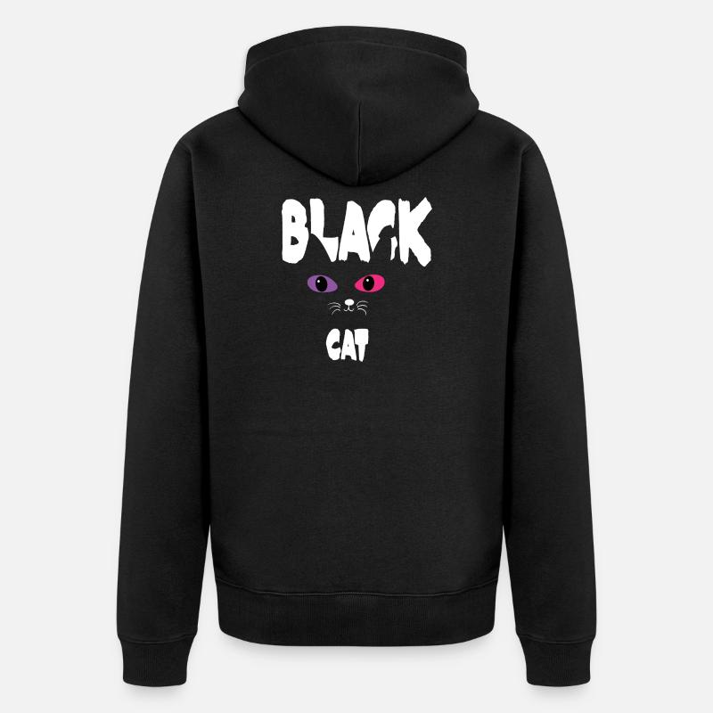 Chat Noir Blanc - Veste à capuche bio Premium Unisexe - noir