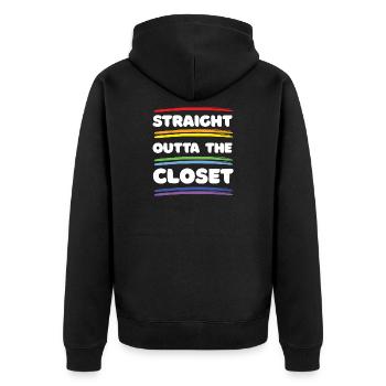 Pride Month - Straight Outta The Closet - Unisex Premium Organic Zip Hoodie - black - Back - Nico (187cm)