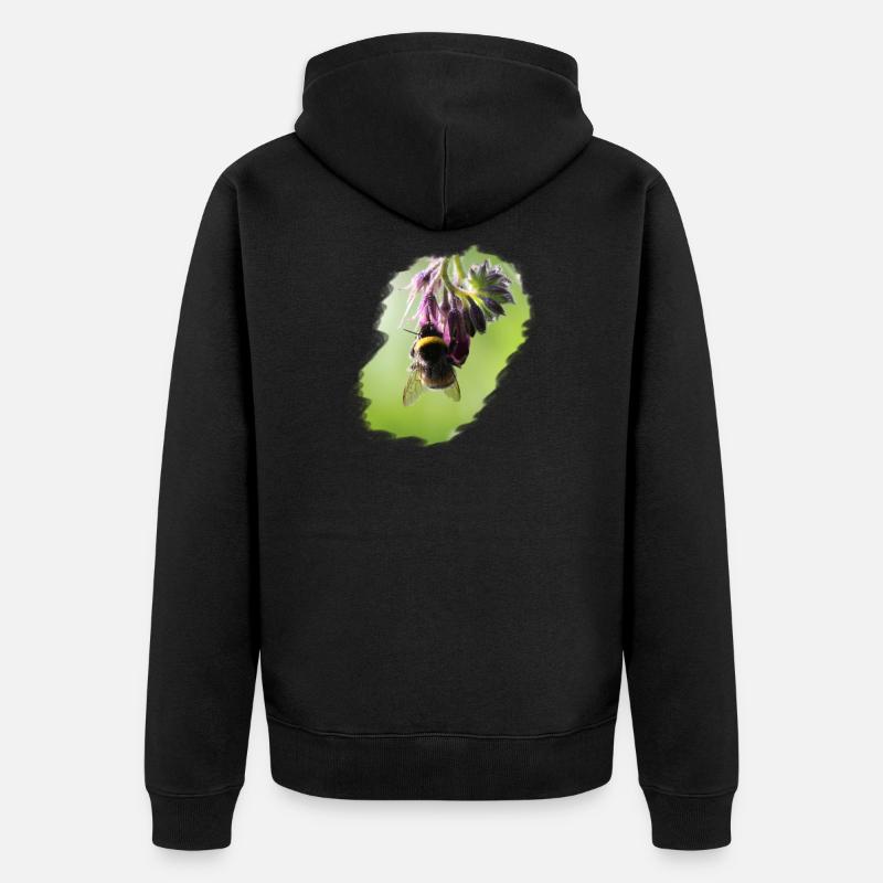 Abeille sur fleur gros plan - Veste à capuche bio Premium Unisexe - noir