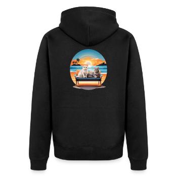 Katzen auf dem Sofa - Unisex Premium Bio Zip Hoodie - Schwarz - Hinten - Nico (187cm)