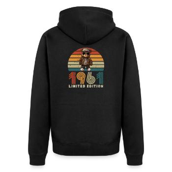 1961 Limited Edition Birthday Vintage Retro - Unisex Premium Organic Zip Hoodie - black - Back - Nico (187cm)