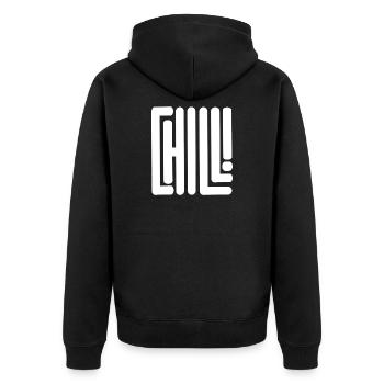 Just chill - Unisex Premium Bio Zip Hoodie - Schwarz - Hinten - Nico (187cm)
