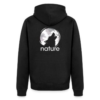 Nature Loup Lune Howl Soir Nuit Ombre Logo - Veste à capuche bio Premium Unisexe - noir - Dos - Nico (187cm)