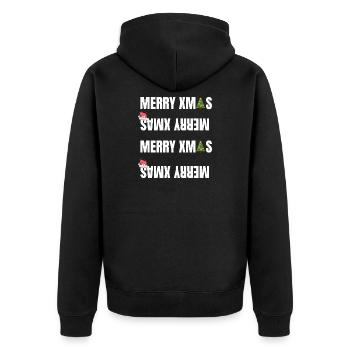 Merry Xmas Blockschrift mit Ornamenten - Unisex Premium Bio Zip Hoodie - Schwarz - Hinten - Nico (187cm)