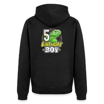 Dino 5th Birthday Boy - Unisex Premium Organic Zip Hoodie - black - Back - Nico (187cm)
