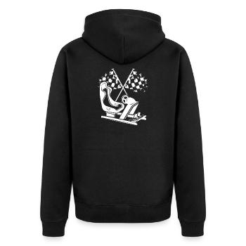 Sim Racing Gaming Flag Icon Racer Logo icon - Unisex Premium Organic Zip Hoodie - black - Back - Nico (187cm)