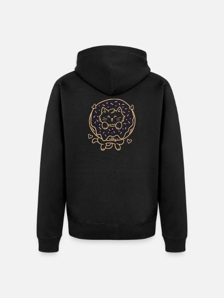 Donut und Katze - Unisex Premium Bio Zip Hoodie - Schwarz