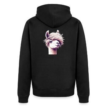 Alpaka - Unisex Premium Bio Zip Hoodie - Schwarz - Hinten - Nico (187cm)