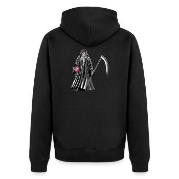Sensenmann - Unisex Premium Bio Zip Hoodie - Schwarz - Hinten - Nico (187cm)