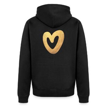 Yoga Herz Gold Liebe Weihnachten Symbol Luxus Love - Unisex Premium Bio Zip Hoodie - Schwarz - Hinten - Nico (187cm)