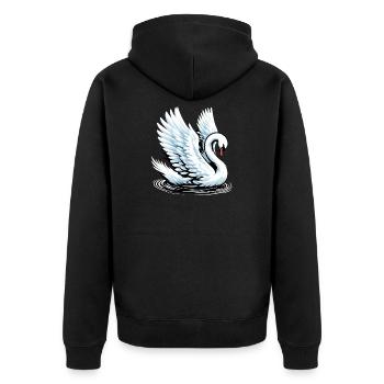 Swan - Unisex Premium Organic Zip Hoodie - black - Back - Nico (187cm)
