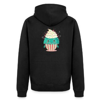 Cute Cupcake Monster – Cute and Playful - Unisex Premium Organic Zip Hoodie - black - Back - Nico (187cm)