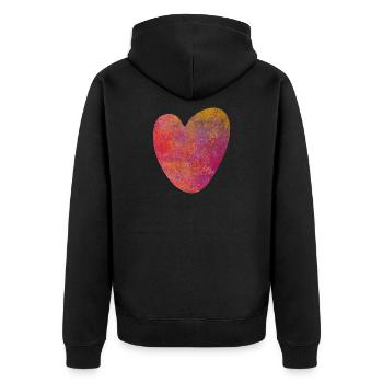 Herz Struktur Farbe Liebe Hochzeit Valentinstag - Unisex Premium Bio Zip Hoodie - Schwarz - Hinten - Nico (187cm)