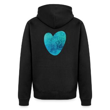 Yoga Coeur Mandala Motif Méditation Amour Fan om - Veste à capuche bio Premium Unisexe - noir - Dos - Nico (187cm)