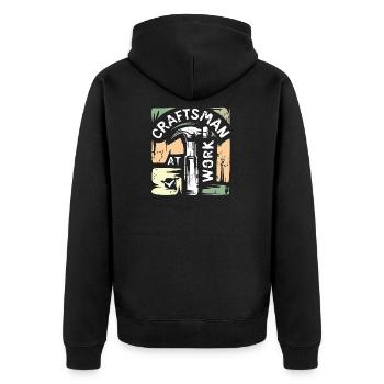 Craftsman vintage logo - Handyman and DIYer - Unisex Premium Organic Zip Hoodie - black - Back - Nico (187cm)
