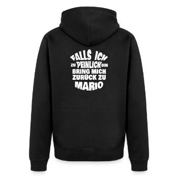 Funny Mario Quote Design - Unisex Premium Organic Zip Hoodie - black - Back - Nico (187cm)