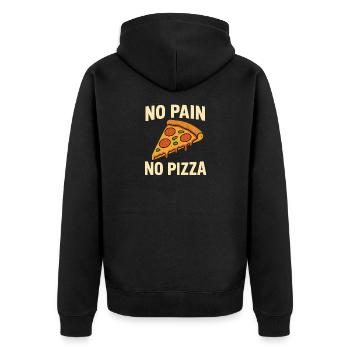 No pain no pizza - Unisex Premium Bio Zip Hoodie - Schwarz - Hinten - Nico (187cm)