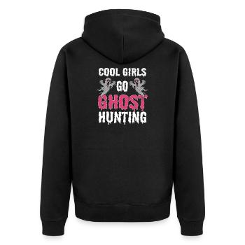 Girl Ghost Hunter - Unisex Premium Organic Zip Hoodie - black - Back - Nico (187cm)