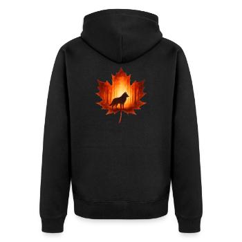 Herbst mit Wolf elegant - Unisex Premium Bio Zip Hoodie - Schwarz - Hinten - Nico (187cm)