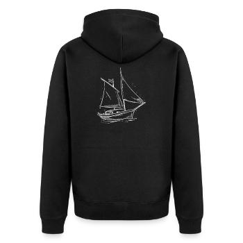 Minimalist Sailboat Sailing Sea Sailor - Unisex Premium Organic Zip Hoodie - black - Back - Nico (187cm)