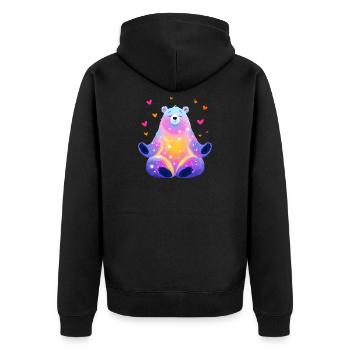 Regenbogen Bär - Unisex Premium Bio Zip Hoodie - Schwarz - Hinten - Nico (187cm)