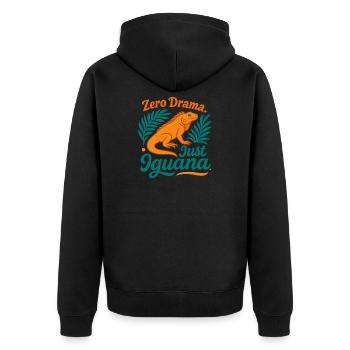 Zero Drama Iguana - Unisex Premium Bio Zip Hoodie - Schwarz - Hinten - Nico (187cm)