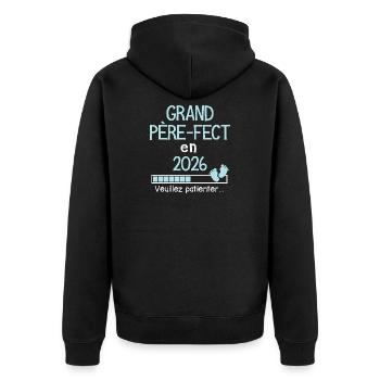 Grandpa-fect in 2026 Grandfather Future Gift - Unisex Premium Organic Zip Hoodie - black - Back - Nico (187cm)