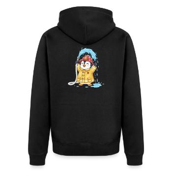 Pinguin Feuerwehrmann Kinder Wasserspaß Schlauch - Unisex Premium Bio Zip Hoodie - Schwarz - Hinten - Nico (187cm)