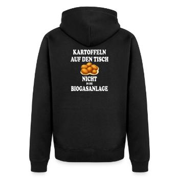 Kartoffeln auf den Tisch nicht in die Biogasanlage - Unisex Premium Bio Zip Hoodie - Schwarz - Hinten - Nico (187cm)