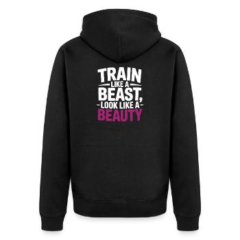 Train like a beast, look like a beauty - Unisex Premium Organic Zip Hoodie - black - Back - Nico (187cm)