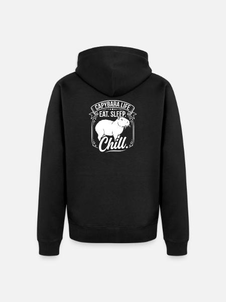 Capybara Life: Eat Sleep Chill - Unisex Premium Organic Zip Hoodie - black