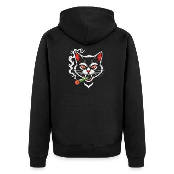 Angry cat with joint - Unisex Premium Organic Zip Hoodie - black - Back - Nico (187cm)