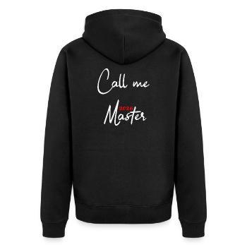 Master Abschluss Promotion Sponsion 2026 - Unisex Premium Bio Zip Hoodie - Schwarz - Hinten - Nico (187cm)