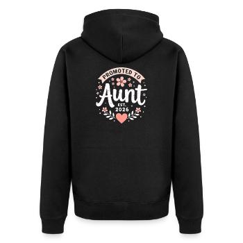 Tante 2026 Tante 2026 Befördert zu Tante 2026 - Unisex Premium Bio Zip Hoodie - Schwarz - Hinten - Nico (187cm)