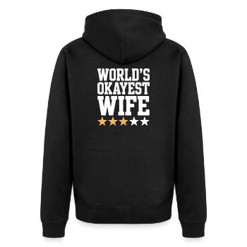 Die beste Ehefrau der Welt Tee - Unisex Premium Bio Zip Hoodie - Schwarz - Hinten - Nico (187cm)
