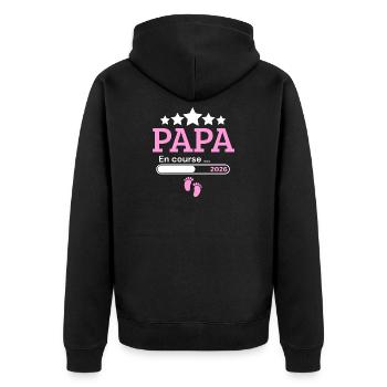 Announcement dad future birth humor - Unisex Premium Organic Zip Hoodie - black - Back - Nico (187cm)