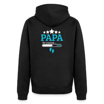 Announcement dad future humor birth - Unisex Premium Organic Zip Hoodie - black - Back - Nico (187cm)