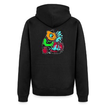 Meister Chamäleon-Handwerker - Unisex Premium Bio Zip Hoodie - Schwarz - Hinten - Nico (187cm)