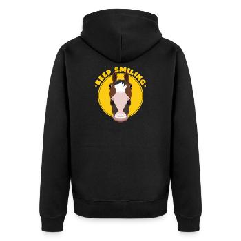 Lächelndes Pferdeporträt in gelbem Kreis - Unisex Premium Bio Zip Hoodie - Schwarz - Hinten - Nico (187cm)