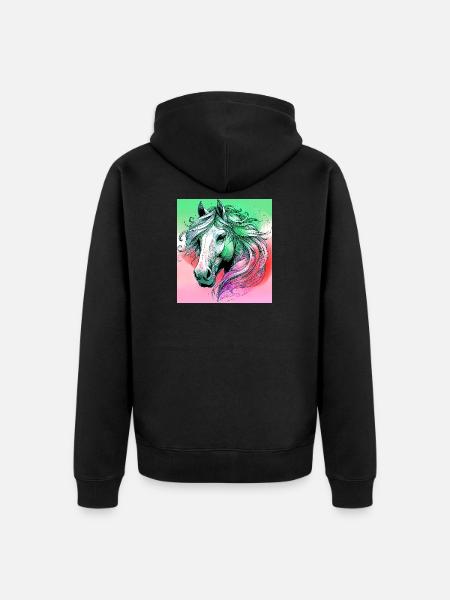 horse - Unisex Premium Organic Zip Hoodie - black