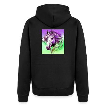 horse - Unisex Premium Organic Zip Hoodie - black - Back - Nico (187cm)