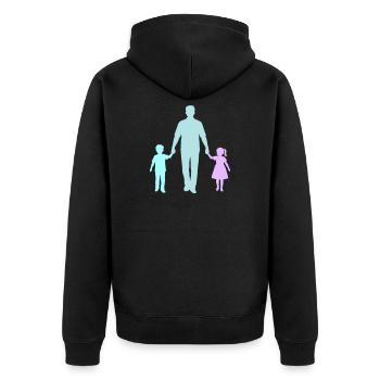 Vater Kind Silhouette Spazieren Familie Papa Liebe - Unisex Premium Bio Zip Hoodie - Schwarz - Hinten - Nico (187cm)