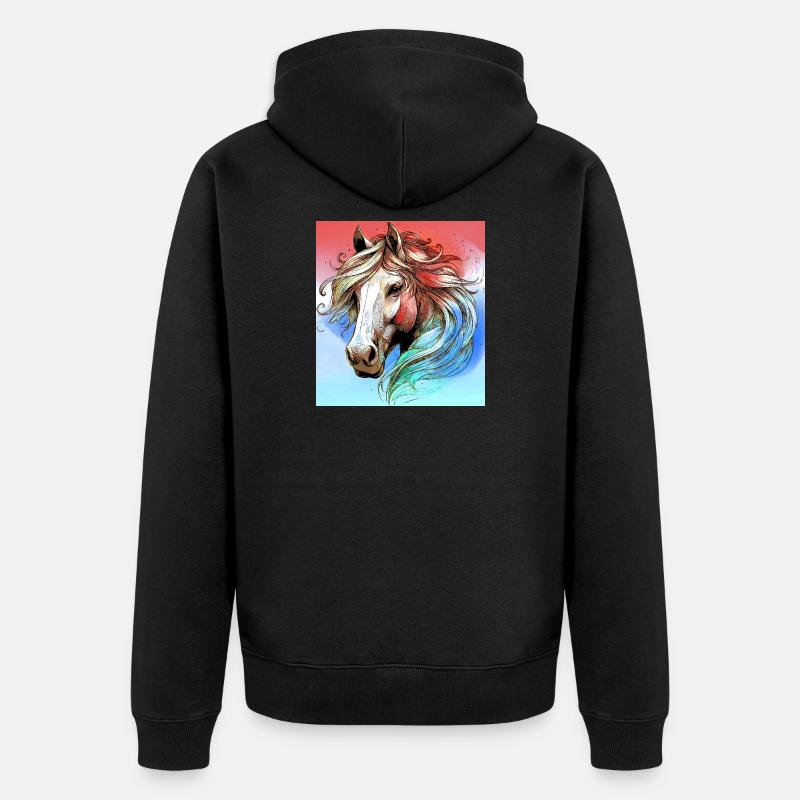 Pferd - Unisex Premium Bio Zip Hoodie - Schwarz