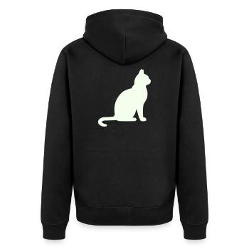 Mondnacht Katzensilhouette - Unisex Premium Bio Zip Hoodie - Schwarz - Hinten - Nico (187cm)