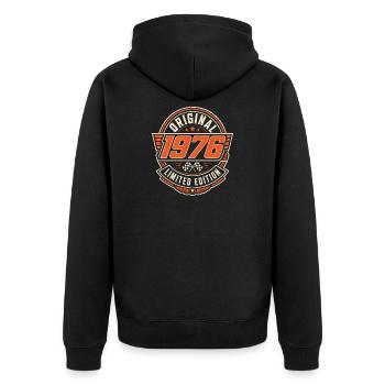 Original 1976 Limited Edition Vintage - Unisex Premium Organic Zip Hoodie - black - Back - Nico (187cm)