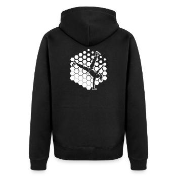 Break Dance Geschenkidee für eine Hip-Hop-Tänzerin - Unisex Premium Bio Zip Hoodie - Schwarz - Hinten - Nico (187cm)