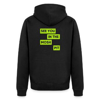 Wir sehen uns im Mosh Pit - Unisex Premium Bio Zip Hoodie - Schwarz - Hinten - Nico (187cm)